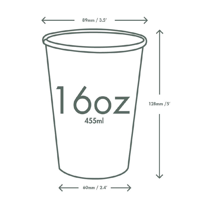 Vegware Green Tree White Hot Cups 16oz 89-Series (1000 Pack) Vegware