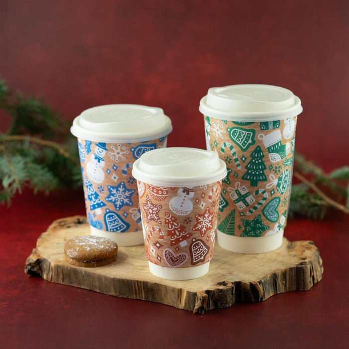 Vegware Christmas Double Wall Hot Cup 79-Series 8oz (500 pack) Vegware