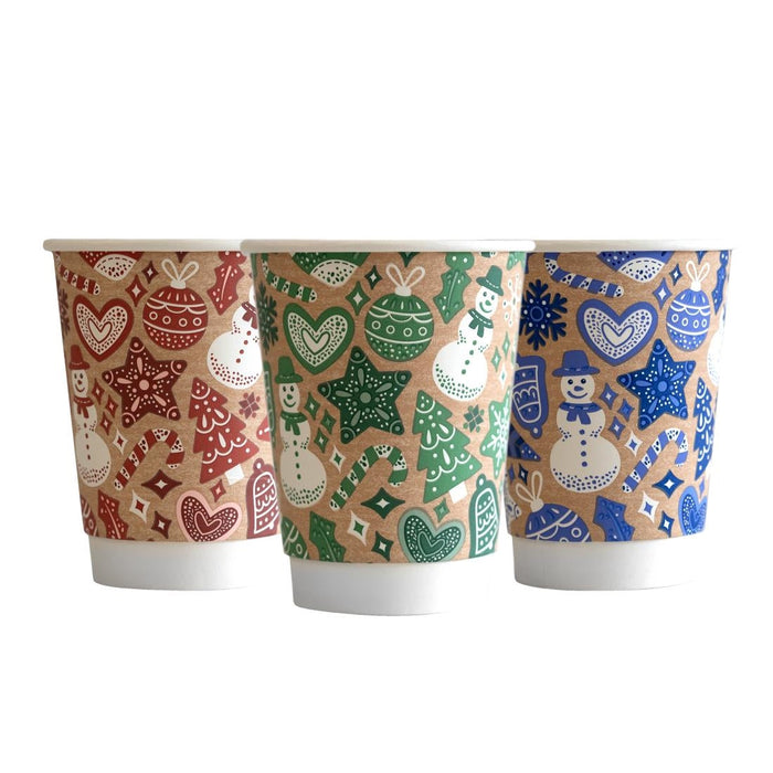 Vegware Christmas Double Wall Hot Cup 89-Series 12oz (500 pack) Vegware
