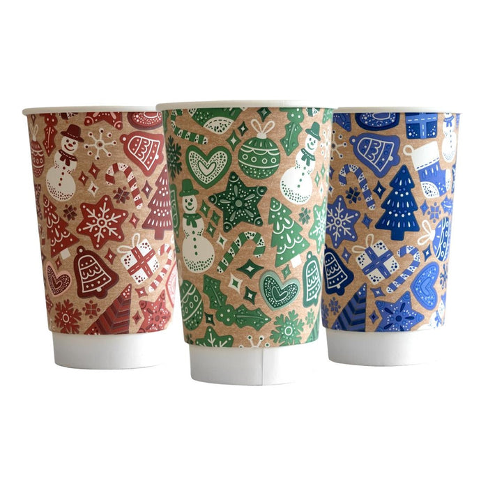 Vegware Christmas Double Wall Hot Cup 89-Series 16oz (Pack of 400) Vegware