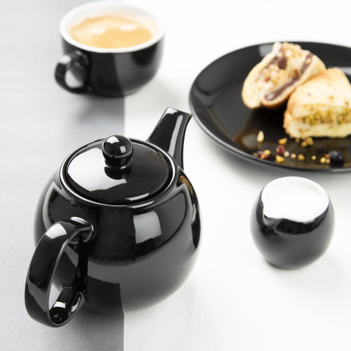 Olympia Café Teapot Black 450ml (2 Pack) Olympia
