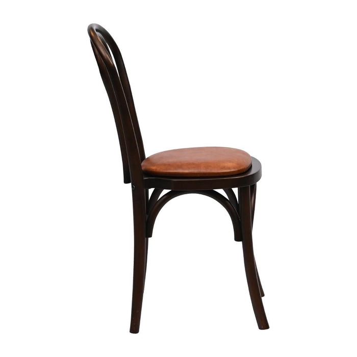 Hoop Back Dining Chair in Dark Walnut with Bison Tan Seat (2 Pack) Everyday