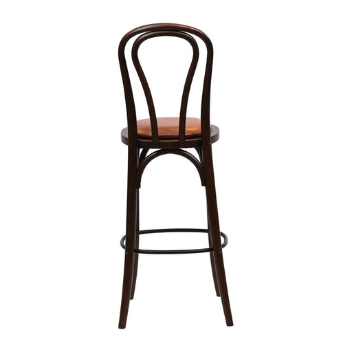 Hoop Back Bar Chair in Dark Walnut with Bison Tan Seat Everyday