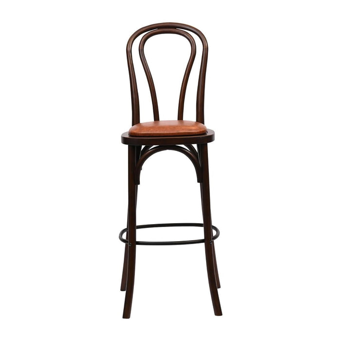 Hoop Back Bar Chair in Dark Walnut with Bison Tan Seat Everyday