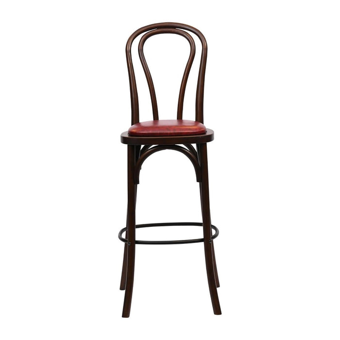 Hoop Back Bar Chair in Dark Walnut with Bison Bordeaux Seat Everyday