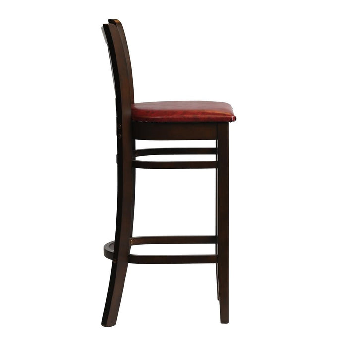 Manhattan Bar Chair in Dark Walnut with Bison Bordeaux Seat Everyday