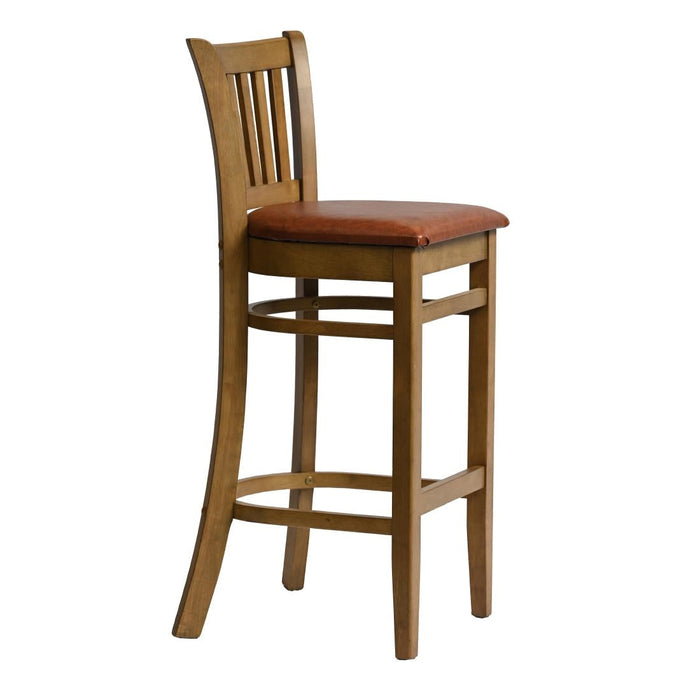 Manhattan Bar Chair in Weathered Oak with Bison Tan Seat Everyday