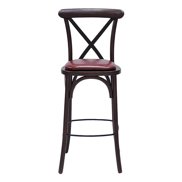 Bristol Bar Chair in Dark Walnut with Bison Bordeaux Seat Everyday