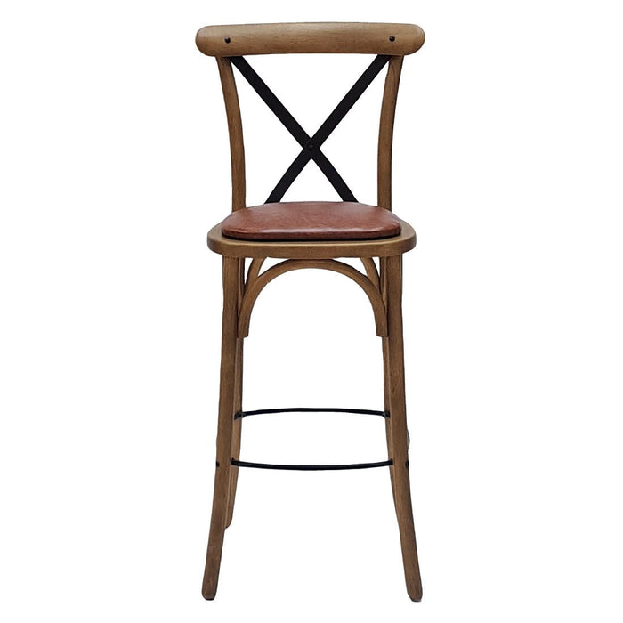 Bristol Bar Chair in Weathered Oak with Bison Tan Seat Everyday