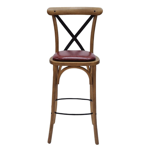 Bristol Bar Chair in Weathered Oak with Bison Bordeaux Seat Everyday