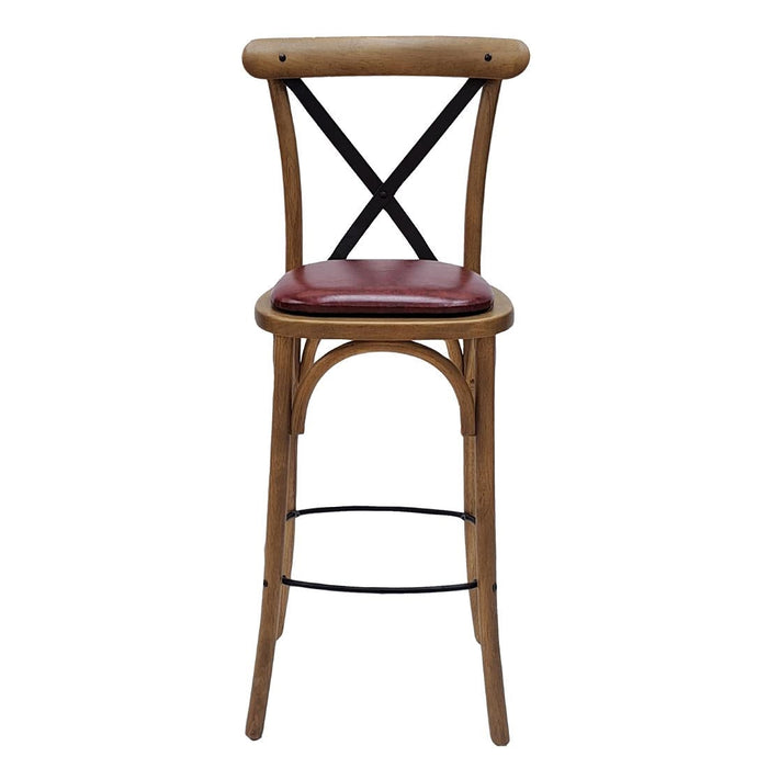 Bristol Bar Chair in Weathered Oak with Bison Bordeaux Seat Everyday