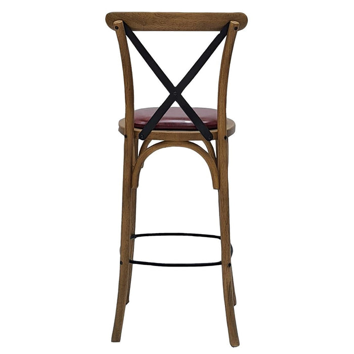 Bristol Bar Chair in Weathered Oak with Bison Bordeaux Seat Everyday