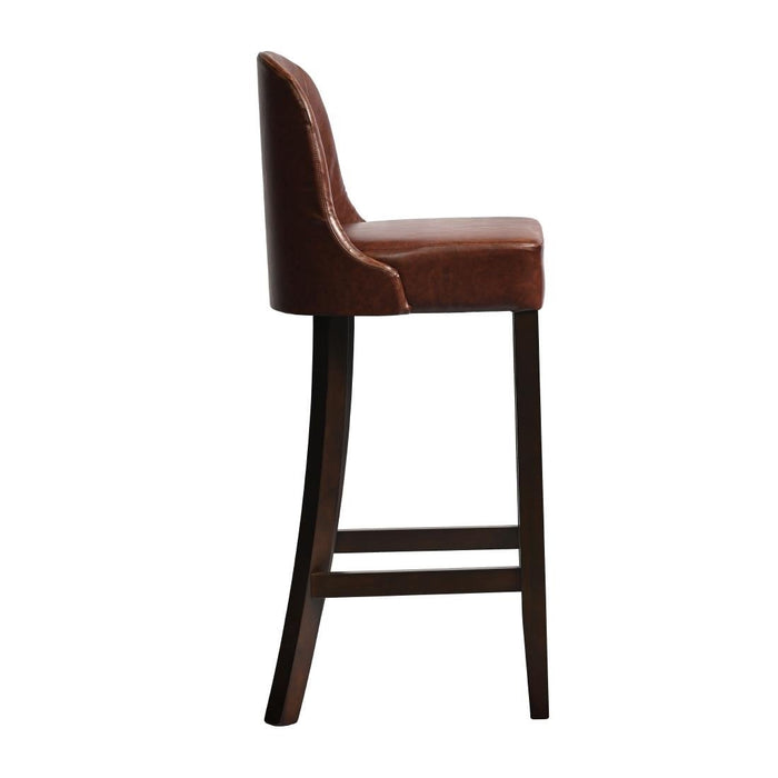 Kilsby Bar Chair in Dark Walnut with Bison Espresso Seat Everyday