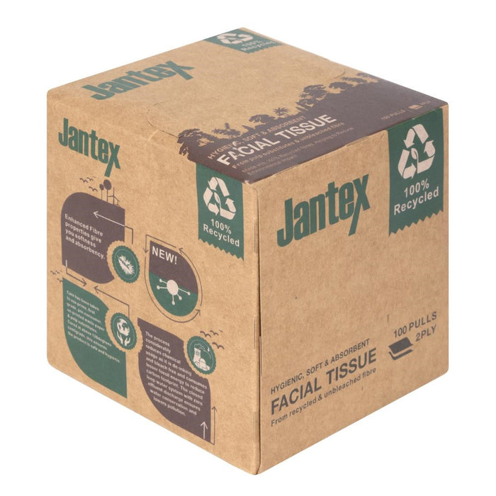 Jantex Green 100% Recycled Facial Tissue Cube 100 Sheets (36 Pack) Jantex