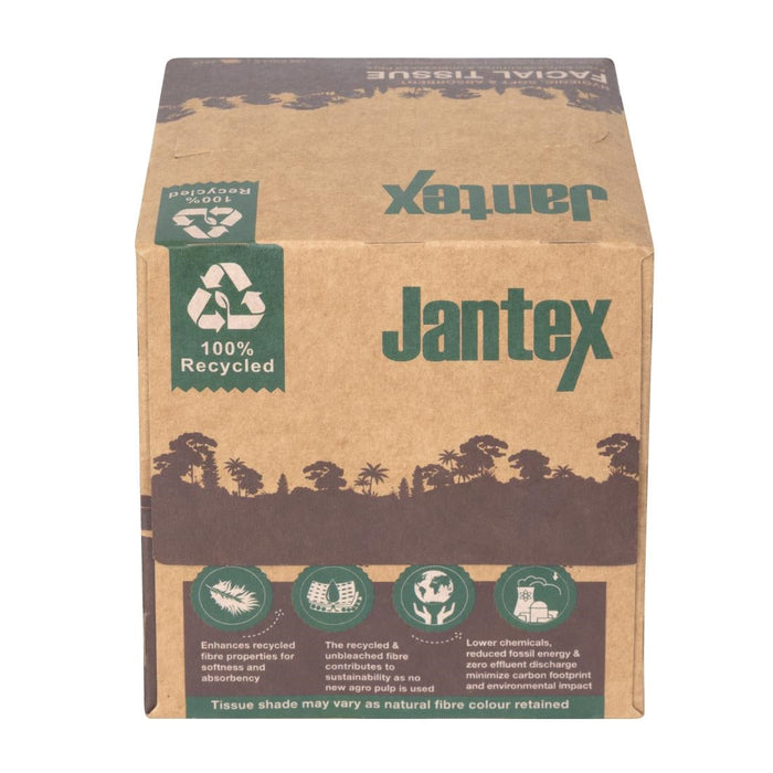 Jantex Green 100% Recycled Facial Tissue Cube 100 Sheets (36 Pack) Jantex