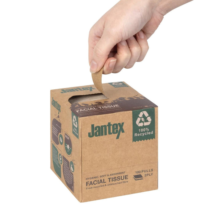 Jantex Green 100% Recycled Facial Tissue Cube 100 Sheets (36 Pack) Jantex