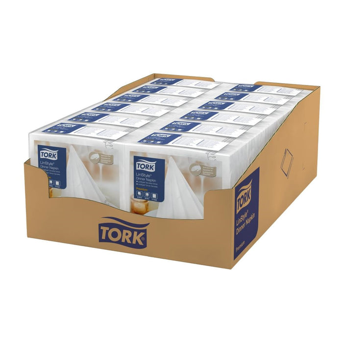 Tork Premium Linstyle 1/4 Fold Napkins White/Black 39x39cm (700 Pack) Tork