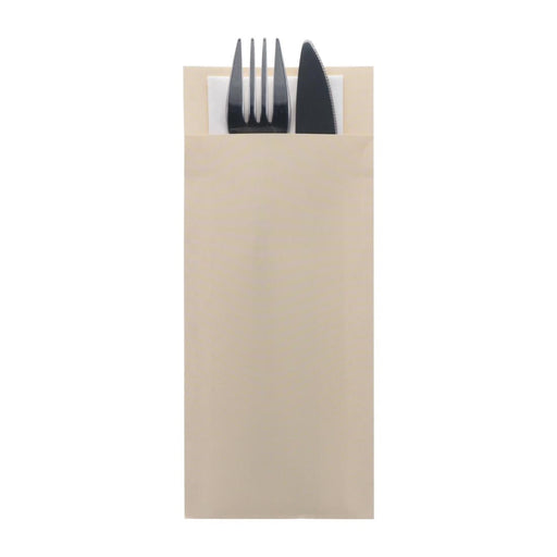 Europochette Classic Size Cream Cutlery Pouch with White 2ply Napkin (500 Pack) Europochette