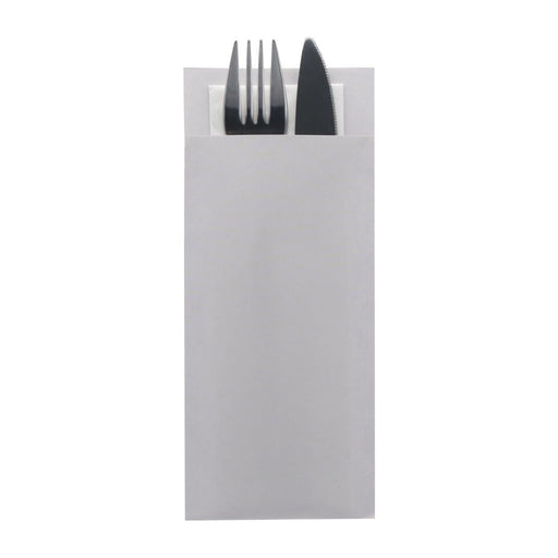 Europochette Classic Size Sea Salt Grey Cutlery Pouch with White 2ply Napkin (500 Pack) Europochette