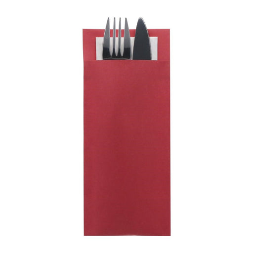 Europochette Classic Size Beet Red Cutlery Pouch with White 2ply Napkin (500 Pack) Europochette