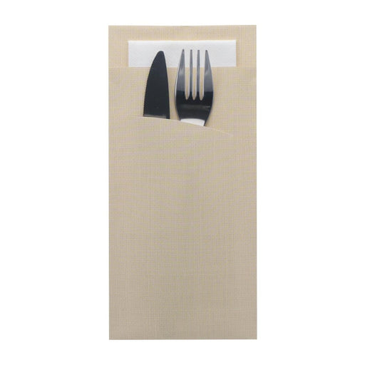 Europochette Extra Size Champagne Cutlery Pouch with White Airlaid Napkin (200 Pack) Europochette