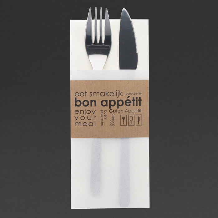 Europochette Kangaroo Fold Airlaid Napkins with Paper Sleeve (50 Pack) Europochette