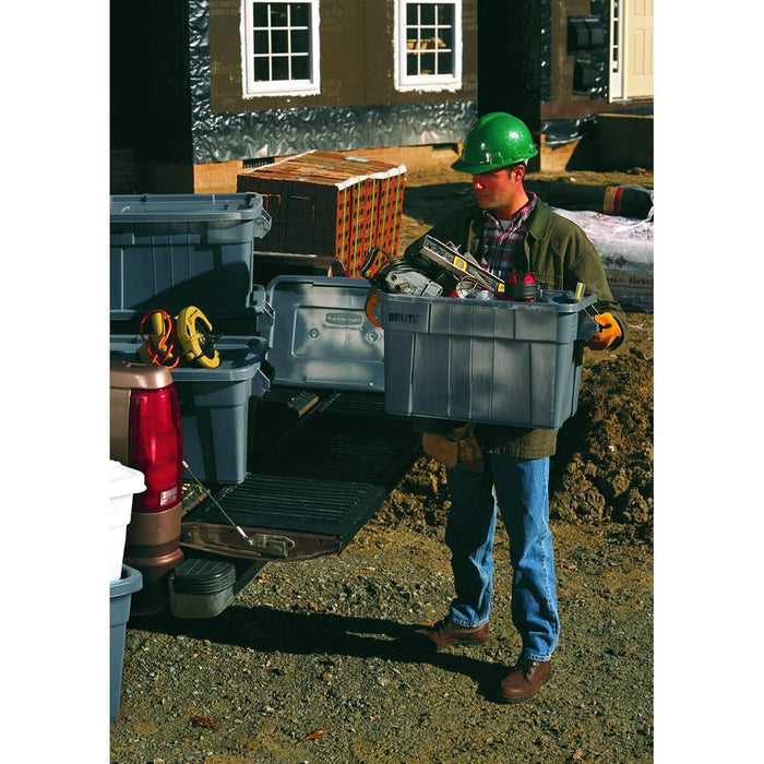 Rubbermaid BRUTE Tote Box Grey with Lid 53Ltr Brute