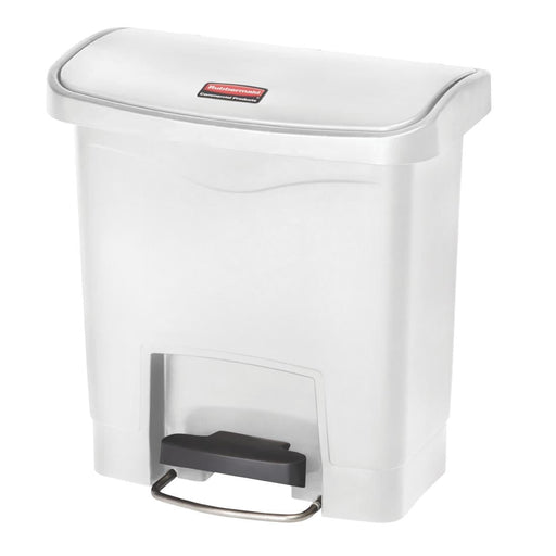Rubbermaid Slim Jim Step-On Pedal Bin White 15Ltr Slim Jim