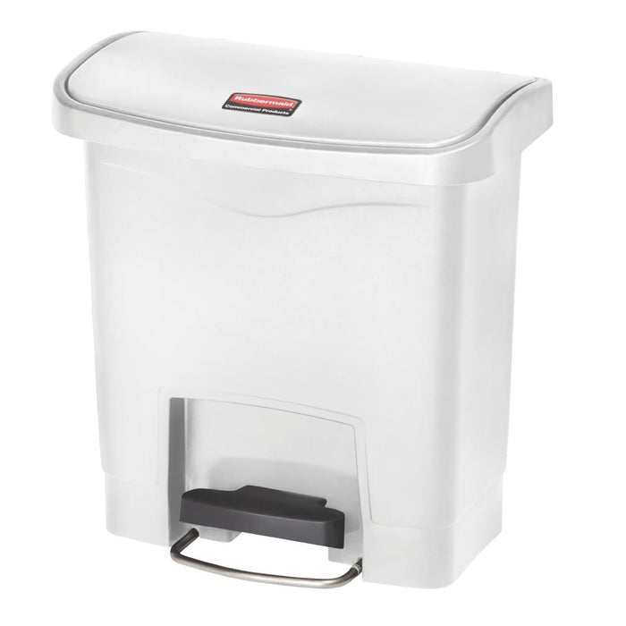 Rubbermaid Slim Jim Step-On Pedal Bin White 15Ltr Slim Jim