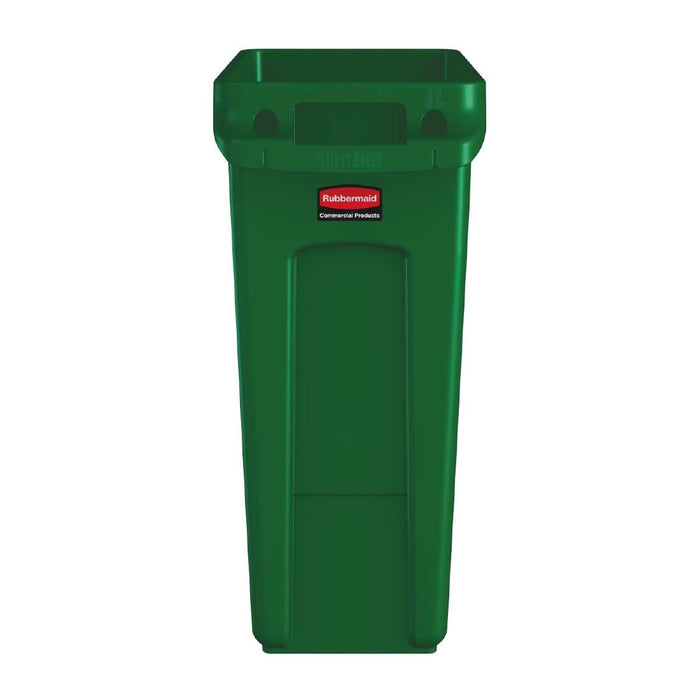 Rubbermaid Slim Jim Bin with Venting Channels Green 60Ltr Slim Jim