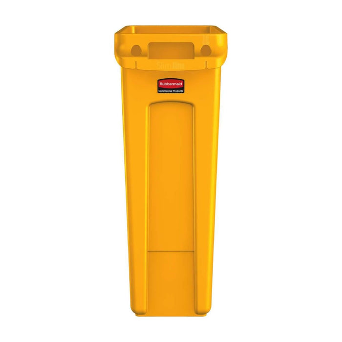 Rubbermaid Slim Jim Bin with Venting Channels Yellow 87Ltr Slim Jim