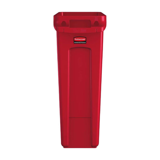 Rubbermaid Slim Jim Bin with Venting Channels Red 87Ltr Slim Jim