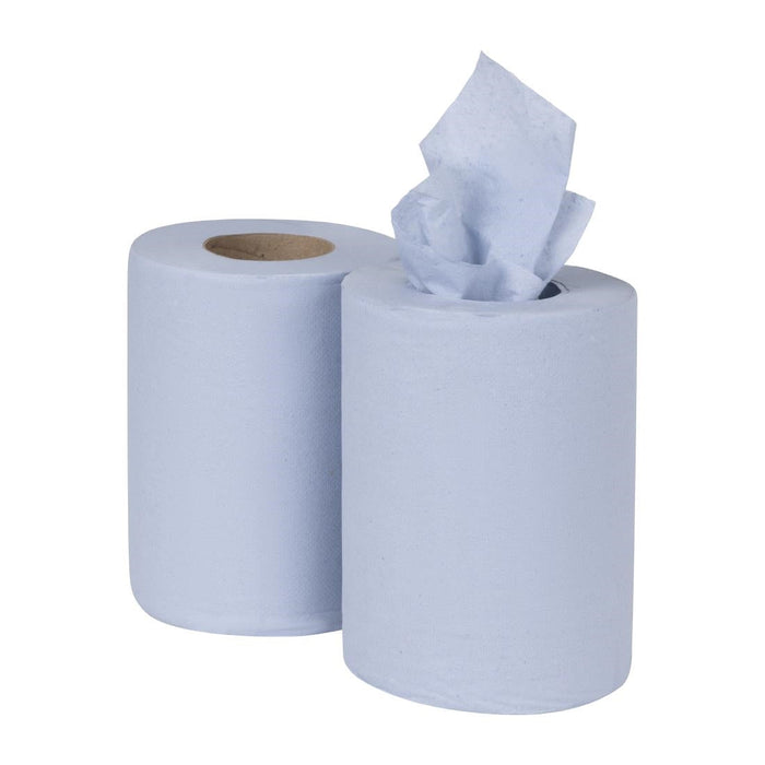 Nisbets Essentials Centrefeed Blue Rolls 2-Ply 320 Sheets (2 Pack) Nisbets Essentials