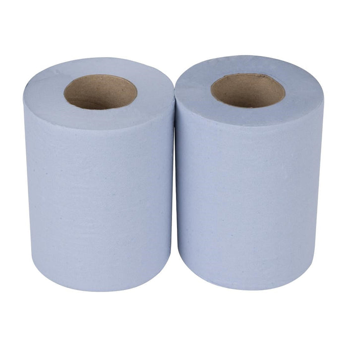 Nisbets Essentials Centrefeed Blue Rolls 2-Ply 320 Sheets (2 Pack) Nisbets Essentials