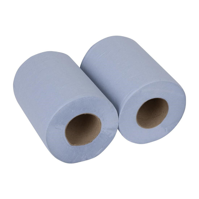 Nisbets Essentials Centrefeed Blue Rolls 2-Ply 320 Sheets (2 Pack) Nisbets Essentials
