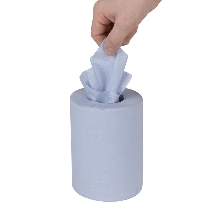 Nisbets Essentials Centrefeed Blue Rolls 2-Ply 320 Sheets (2 Pack) Nisbets Essentials
