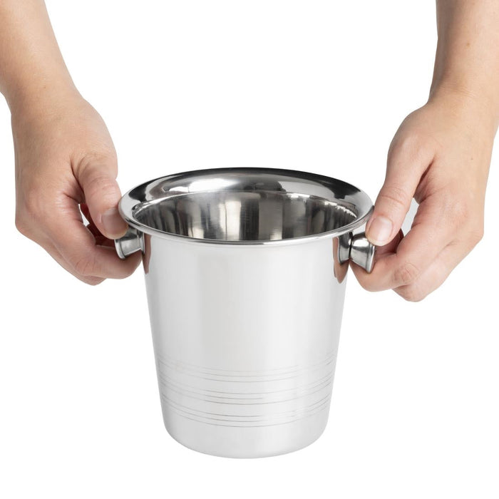 Olympia Ice Bucket with Handles and Etch Detail Stainless Steel 1050ml Olympia