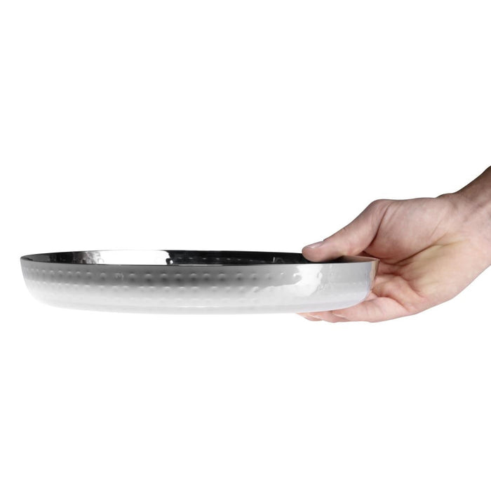 Olympia Hammered Stainless Steel Round Tray 260x35mm Olympia