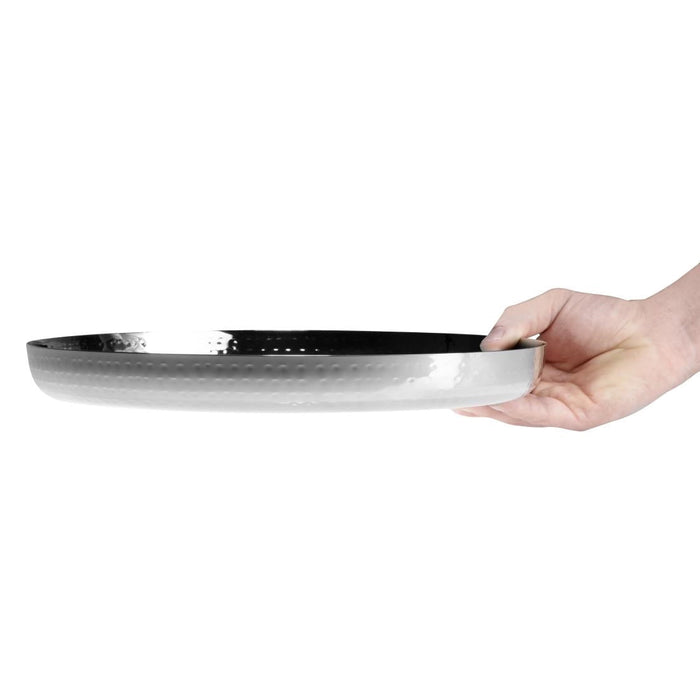 Olympia Hammered Stainless Steel Round Tray 320x35mm Olympia