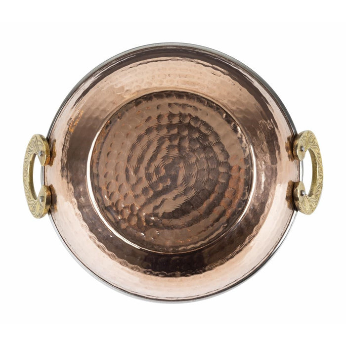Olympia Copper Kadai Dish Stainless Steel Brass Handles 660ml Olympia