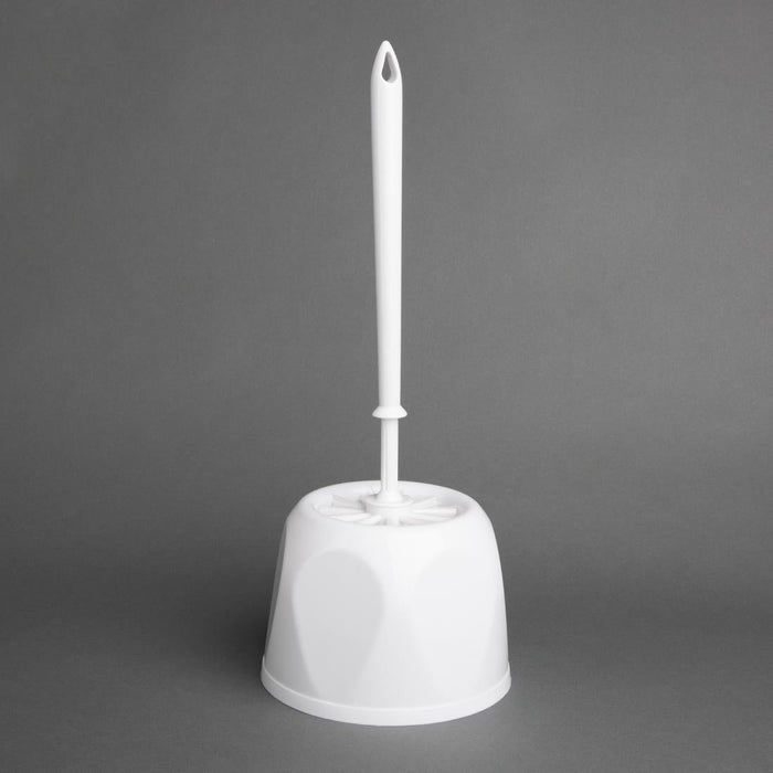 Nisbets Essentials Round Toilet Brush & Holder - White Nisbets Essentials