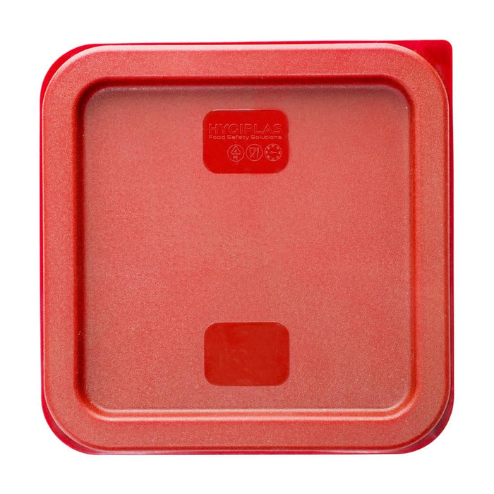 Hygiplas Square Food Storage Container Lid Red Small Vogue