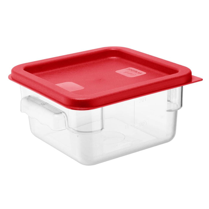 Hygiplas Square Food Storage Container Lid Red Small Vogue