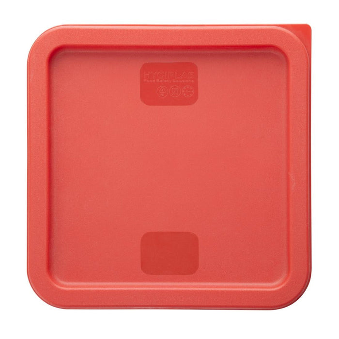 Hygiplas Square Food Storage Container Lid Red Medium Vogue