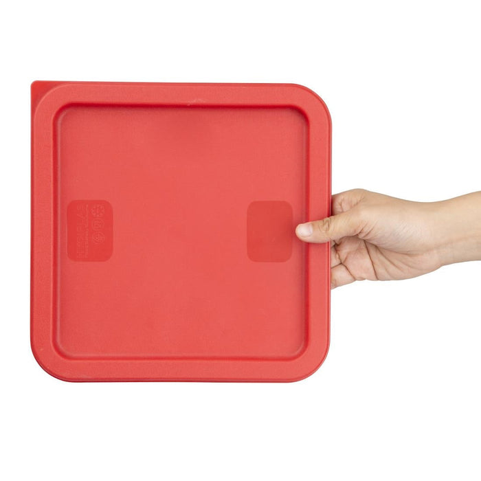 Hygiplas Square Food Storage Container Lid Red Medium Vogue