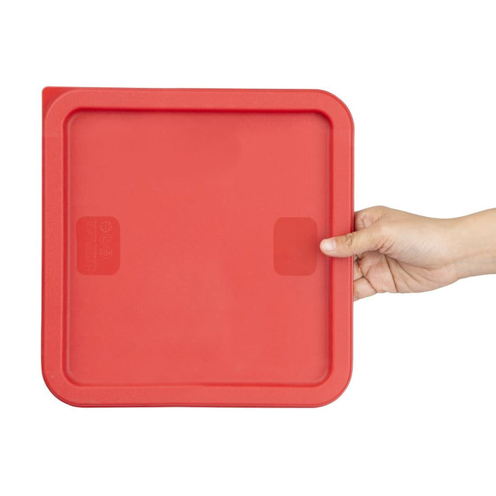 Hygiplas Square Food Storage Container Lid Red Large Vogue