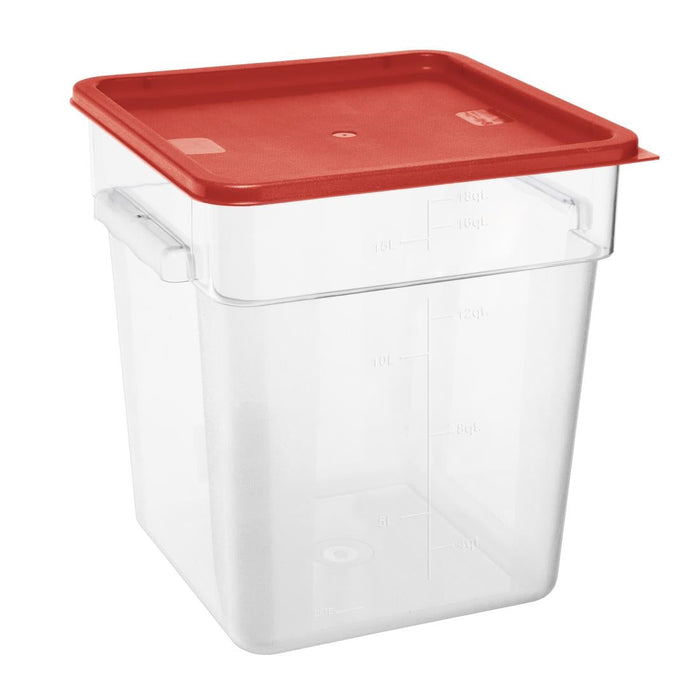 Hygiplas Square Food Storage Container Lid Red Large Vogue