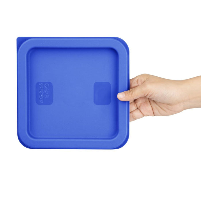 Hygiplas Square Food Storage Container Lid Blue Small Vogue