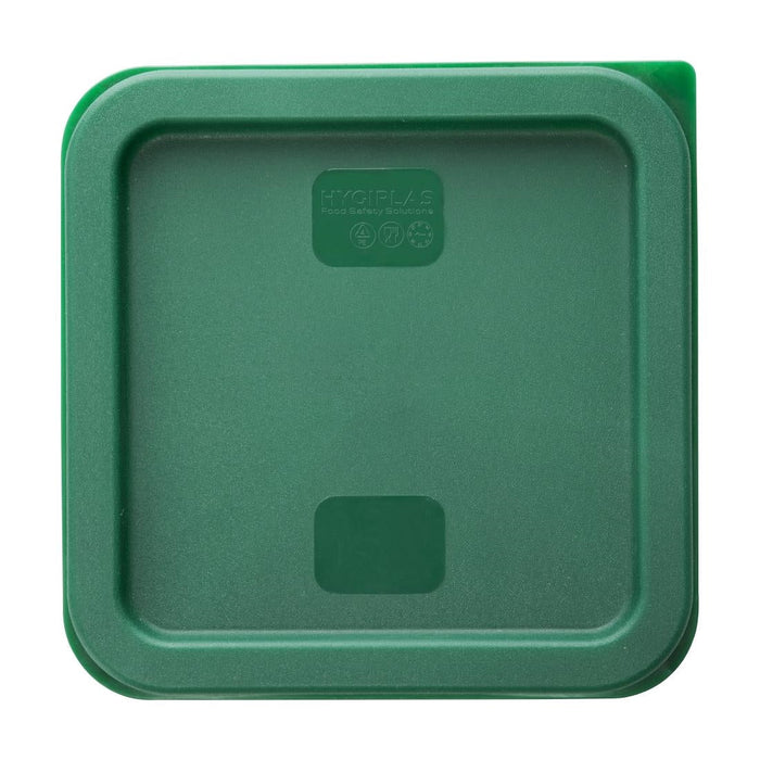 Hygiplas Square Food Storage Container Lid Green Small Vogue