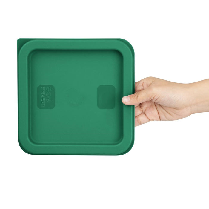 Hygiplas Square Food Storage Container Lid Green Small Vogue